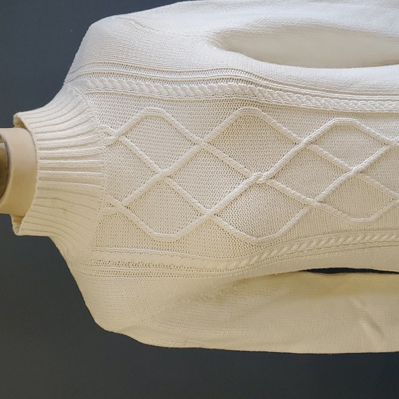 J.crew off white high collar cable knit sweater size s - Picture 3 of 16